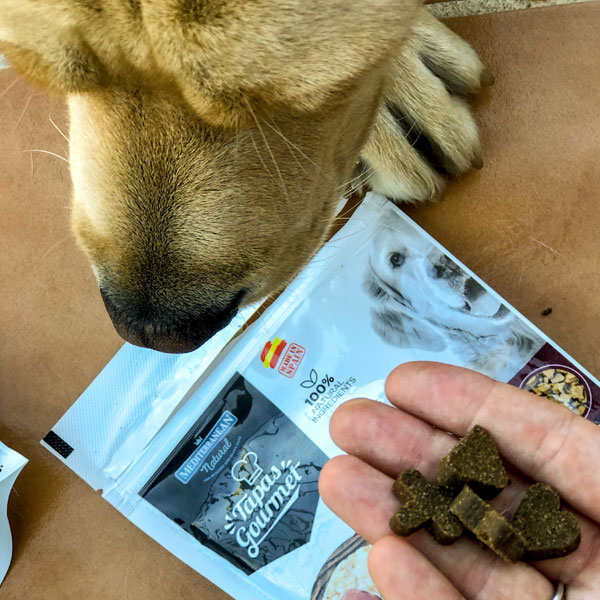 Una Familia con Perro y Tapas Gourmet de Mediterranean Natural