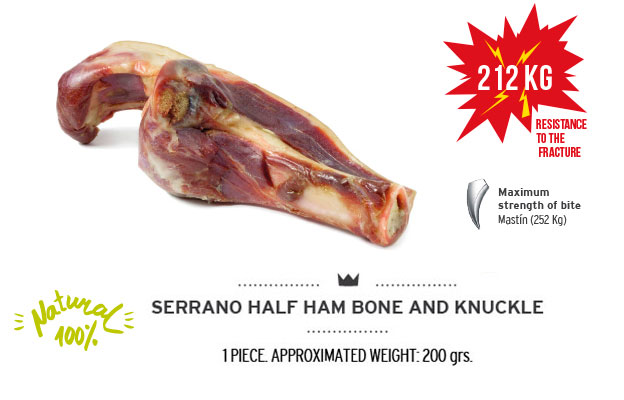 Serrano half ham bone and knuckle of Mediterranean Natural for dogs. Resistance fracture