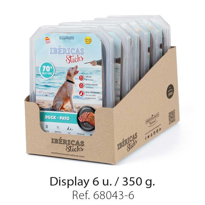 Display Ibericas Sticks Duck 350g Mediterranean Natural For Dogs