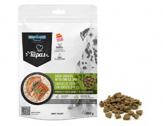 Bolsa snacks Tapas Mediterranean Natural para perros pato nuevo