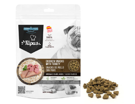 Bolsa snacks Tapas Mediterranean Natural para perros pollo y pavo