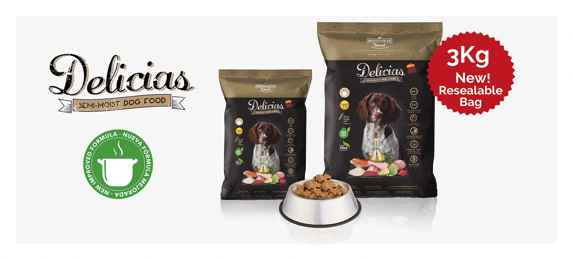 New Delicias for adults dogs Mediterranean Natural banner