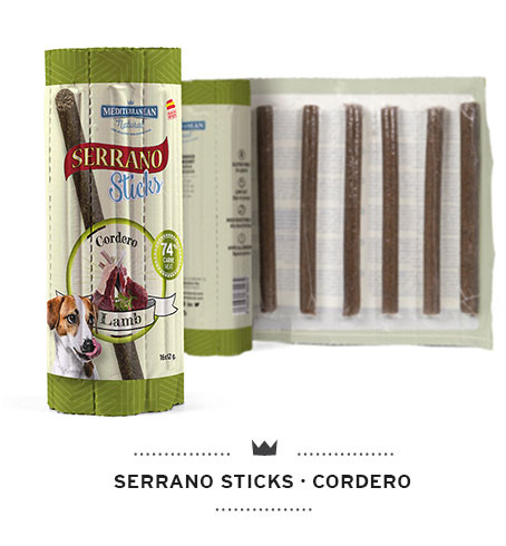 Serrano Sticks snacks para perros individuales de carne de cordero