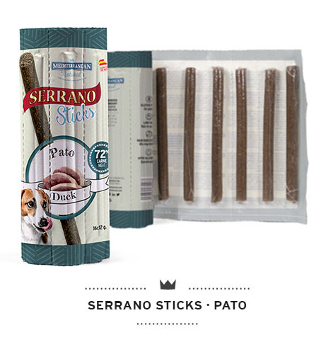 Serrano Sticks snacks para perros individuales de carne de pato