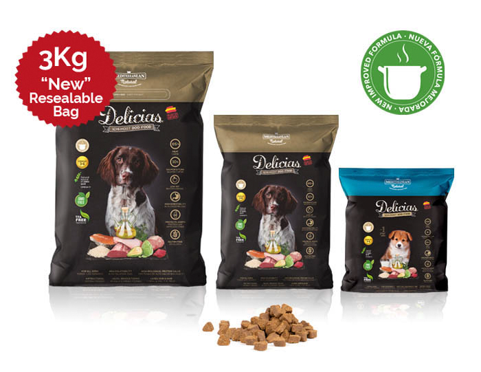 New Delicias semi moist dog food for dogs Mediterranean Natural