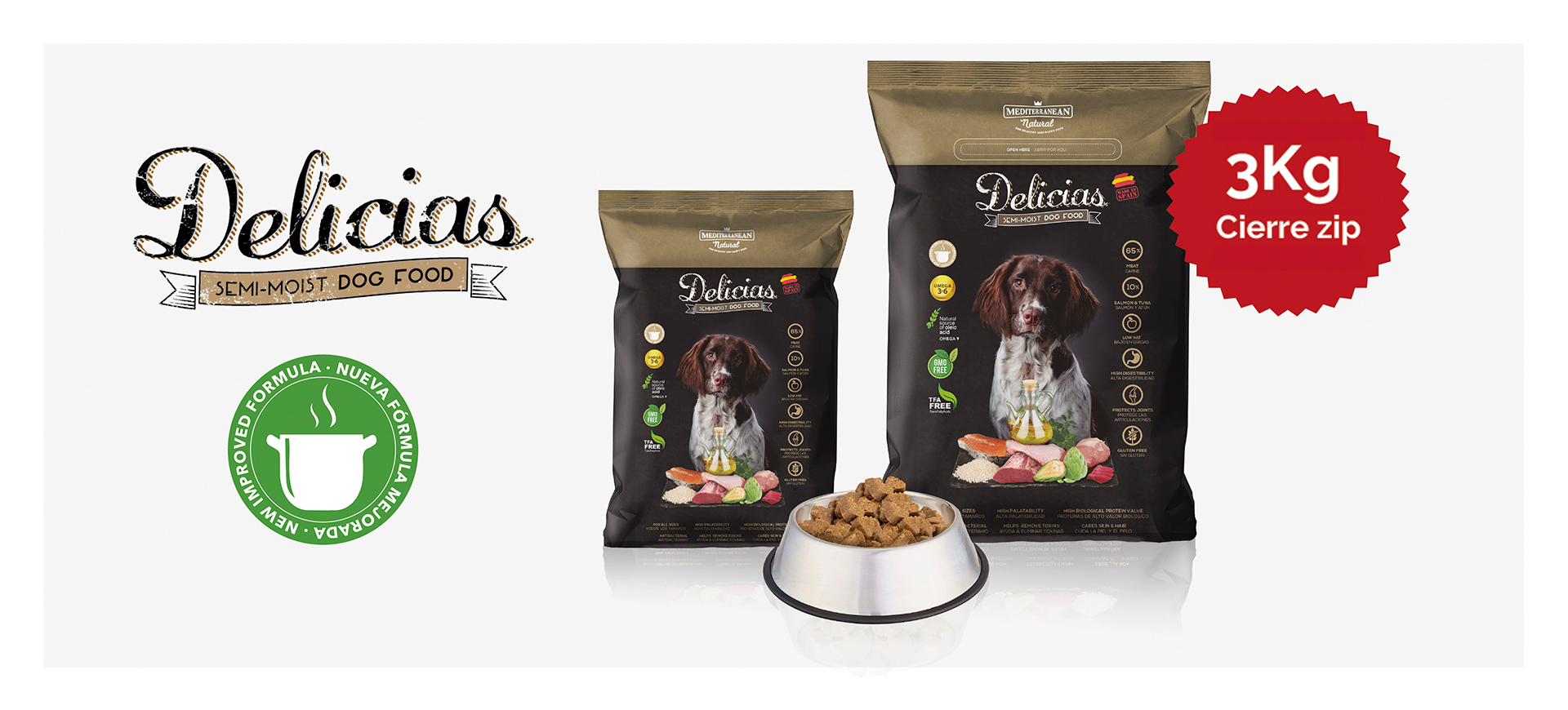 Banner nuevas Delicias para perros Mediterranean Natural