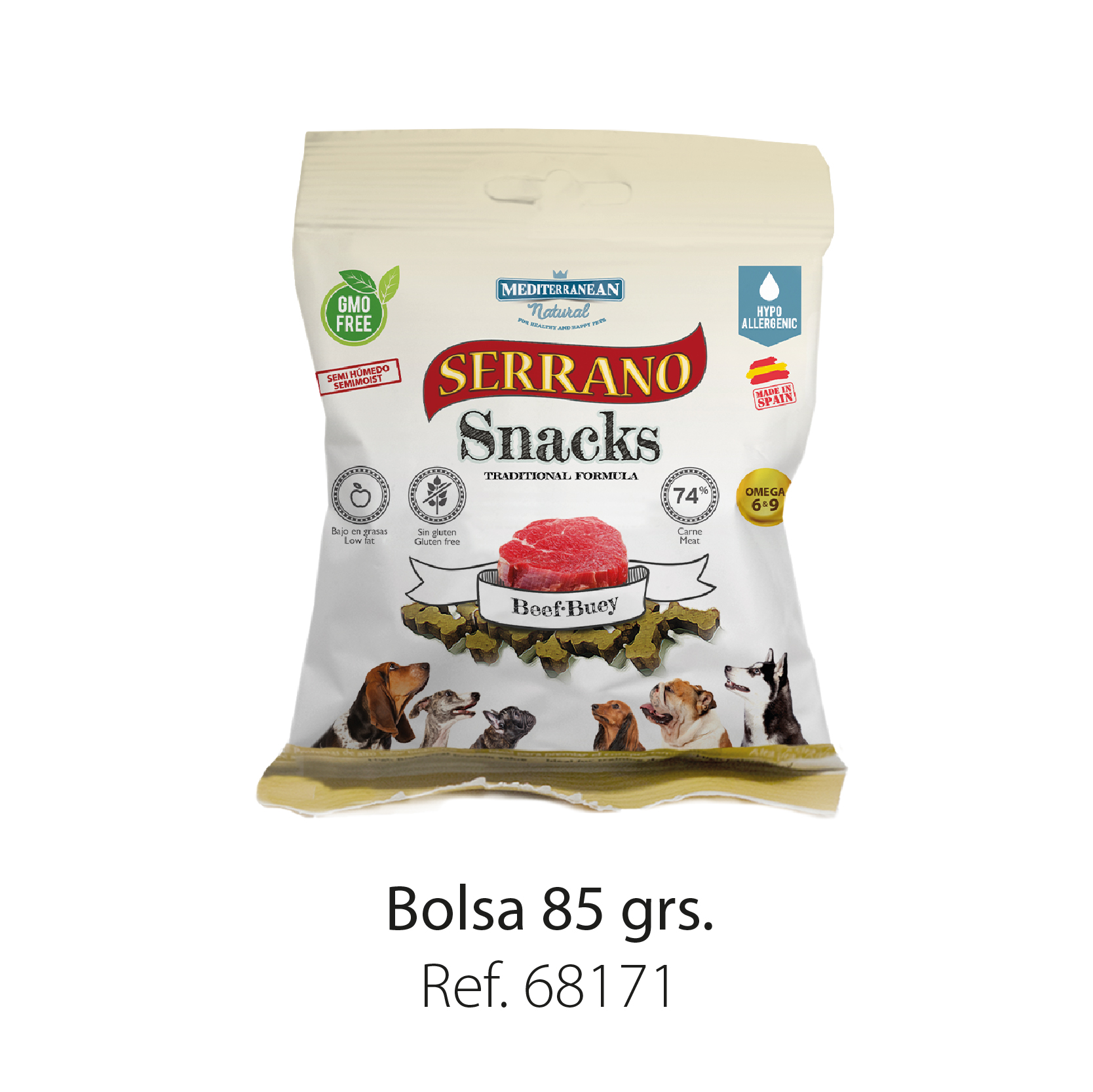 Serrano snacks para perros de buey Mediterranean Natural