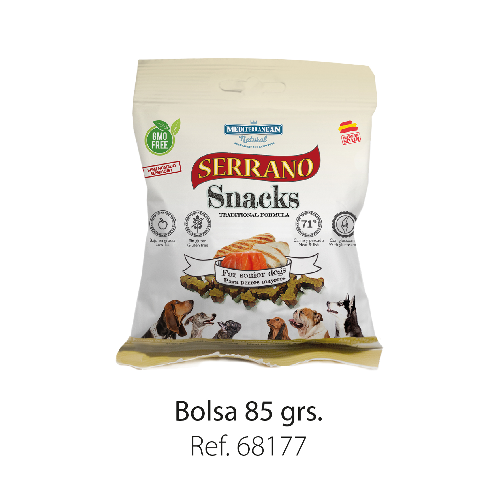 Serrano Snacks para perros mayores Mediterranean Natural